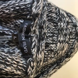 Fashion Blvd Sweaters - Gray/Black Knit Buttoned Sweater Cape Fashion Blvd Sweaters - Gray/Black Knit Buttoned Sweater Cape